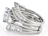 Pre-Owned White Cubic Zirconia Rhodium Over Sterling Silver Ring And Guard Set 7.35ctw