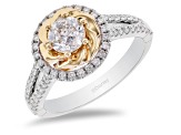 Pre-Owned Enchanted Disney Belle Rose Ring White Diamond 14k White and Yellow Gold 1.00ctw