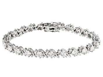 Picture of Pre-Owned Strontium Titanate and white zircon rhodium over sterling silver bracelet 9.60ctw