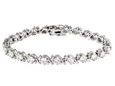Pre-Owned Strontium Titanate and white zircon rhodium over sterling silver bracelet 9.60ctw