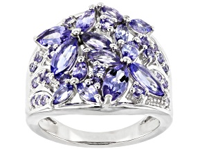 Pre-Owned Blue Tanzanite Rhodium Over Silver Butterfly Ring 2.48ctw