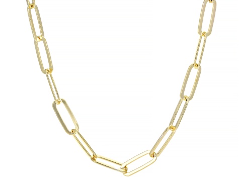 Pre-Owned 18K Yellow Gold Over Sterling Silver Flat Paperclip Chain