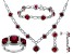 Pre-Owned Lab Ruby And White Diamond Rhodium Over Brass Necklace, Bracelet, Ring And Earring Set 18.