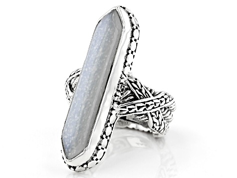 Pre-Owned White Moonstone Sterling Silver Ring