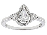 Pre-Owned White Zircon Rhodium Over Sterling Silver Ring 0.57ctw