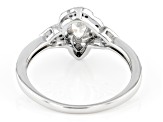 Pre-Owned White Zircon Rhodium Over Sterling Silver Ring 0.57ctw