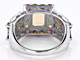 Pre-Owned Multicolor Ethiopian Opal Rhodium Over Sterling Silver Ring 3.27ctw