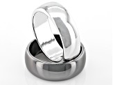 Pre-Owned Silver and Black Tone Set of Two Yin and Yang Ring