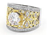 Pre-Owned White Cubic Zirconia Rhodium and 14K Yellow Gold Over Sterling Silver Ring 3.94ctw