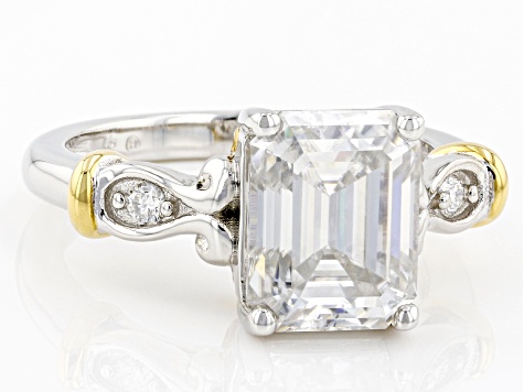 Pre-Owned Moissanite Platineve And 14k Yellow Gold Accent 
Over Platineve Ring 3.61ctw DEW