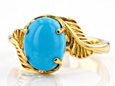 Pre-Owned Blue Sleeping Beauty Turquoise 18k Yellow Gold Over Sterling Silver Solitaire Ring