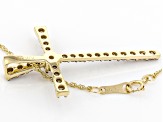Pre-Owned Champagne Diamond 10K Yellow Gold Cross Pendant With Singapore Chain 1.00ctw