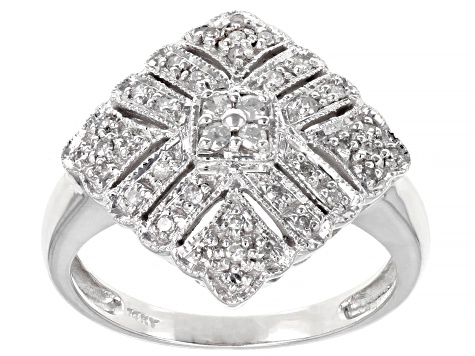Pre-Owned White Diamond 14K White Gold Cluster Ring 0.25ctw