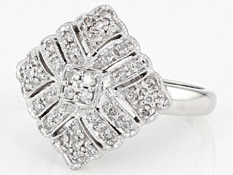 Pre-Owned White Diamond 14K White Gold Cluster Ring 0.25ctw