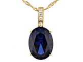 Pre-Owned Blue Lab Created Sapphire 18k Yellow Gold Over Silver Pendant 8.70ctw