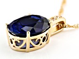 Pre-Owned Blue Lab Created Sapphire 18k Yellow Gold Over Silver Pendant 8.70ctw