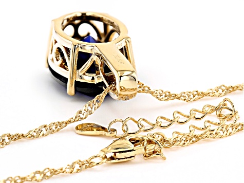 Pre-Owned Blue Lab Created Sapphire 18k Yellow Gold Over Silver Pendant 8.70ctw
