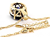 Pre-Owned Blue Lab Created Sapphire 18k Yellow Gold Over Silver Pendant 8.70ctw