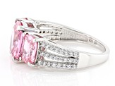 Pre-Owned Pink And White Cubic Zirconia Rhodium Over Sterling Silver Ring 6.99ctw