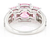 Pre-Owned Pink And White Cubic Zirconia Rhodium Over Sterling Silver Ring 6.99ctw