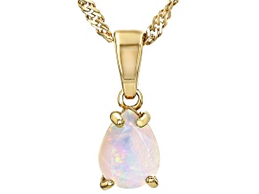 Pre-Owned Multicolor Ethiopian Opal 18K Yellow Gold Over Sterling Silver Birthstone Pendant With Cha