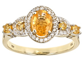 Pre-Owned Orange Mandarin Garnet Yellow Gold Ring 1.58ctw