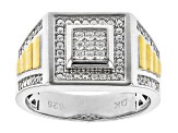 Pre-Owned White Cubic Zirconia Rhodium And 18K Yellow Gold Over Sterling Silver Men's Ring 0.46ctw