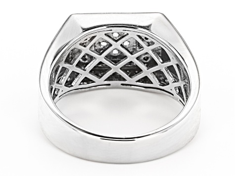 Pre-Owned White Cubic Zirconia Rhodium And 18K Yellow Gold Over Sterling Silver Men's Ring 0.46ctw