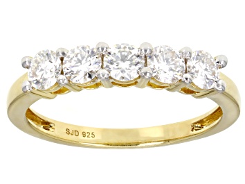 Picture of Pre-Owned Moissanite 14k yellow gold over sterling silver band ring .80ctw DEW