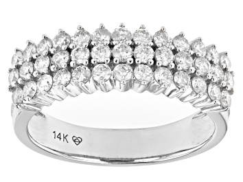 Picture of Pre-Owned White Diamond 14k White Gold Multi-Row Band Ring 1.00ctw