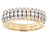 Pre-Owned White Diamond 14k Yellow Gold Multi-Row Band Ring 1.00ctw