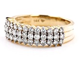 Pre-Owned White Diamond 14k Yellow Gold Multi-Row Band Ring 1.00ctw