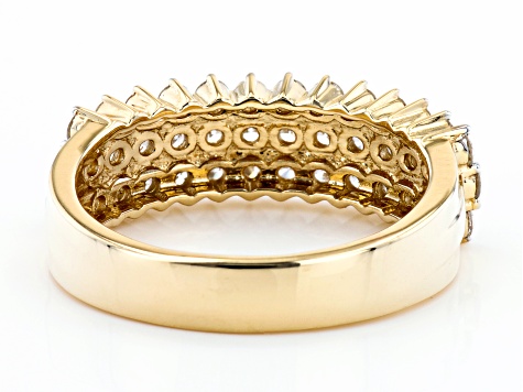 Pre-Owned White Diamond 14k Yellow Gold Multi-Row Band Ring 1.00ctw