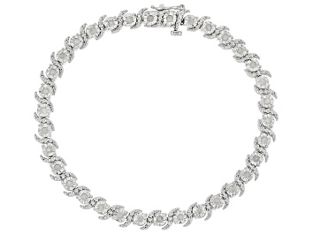 Picture of Pre-Owned White Diamond Rhodium Over Sterling Silver Tennis Bracelet 1.00ctw