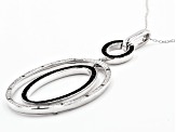 Pre-Owned Black And White Diamond Rhodium Over Sterling Silver Dangle Pendant With Chain 0.20ctw