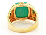 Pre-Owned  Blue Kingman Turquoise 18k Gold Over Silver Mens Ring 14x12mm