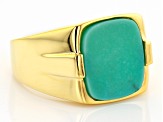 Pre-Owned  Blue Kingman Turquoise 18k Gold Over Silver Mens Ring 14x12mm