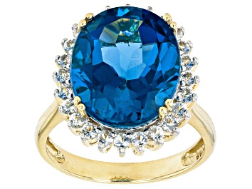 Picture of Pre-Owned London Blue Topaz 10k Yellow Gold Ring 9.29ctw