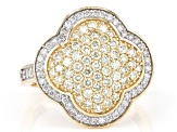 Pre-Owned Natural Yellow And White Diamond 14k Yellow Gold Cluster Ring 1.33ctw
