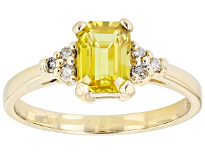 Pre-Owned Yellow Sapphire With Champagne Diamond 10k Yellow Gold Ring 0.97ctw