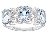 Pre-Owned Blue Aquamarine Rhodium Over Sterling Silver Ring 2.18ctw