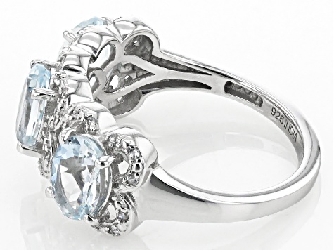 Pre-Owned Blue Aquamarine Rhodium Over Sterling Silver Ring 2.18ctw