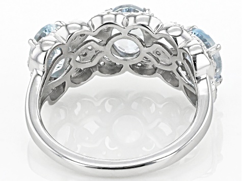 Pre-Owned Blue Aquamarine Rhodium Over Sterling Silver Ring 2.18ctw