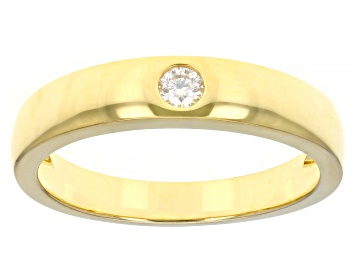 Picture of Pre-Owned Moissanite 3k yellow gold mens solitaire band ring .10ct DEW.