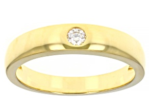 Pre-Owned Moissanite 3k yellow gold mens solitaire band ring .10ct DEW.
