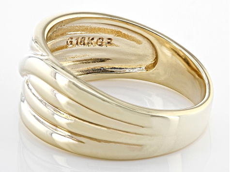 Pre-Owned 18K Yellow Gold Over Bronze Multi-Row Dome Ring