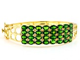 Pre-Owned Green Chrome Diopside 18k Yellow Gold Over Sterling Silver Bangle Bracelet 14.40ctw