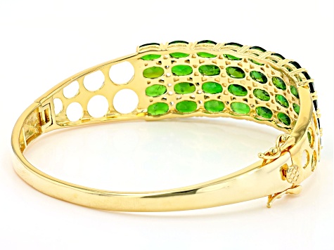 Pre-Owned Green Chrome Diopside 18k Yellow Gold Over Sterling Silver Bangle Bracelet 14.40ctw