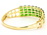 Pre-Owned Green Chrome Diopside 18k Yellow Gold Over Sterling Silver Bangle Bracelet 14.40ctw