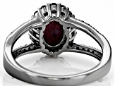 Pre-Owned Red Indian Star Ruby Black Rhodium Over Sterling Silver Ring 2.54ctw